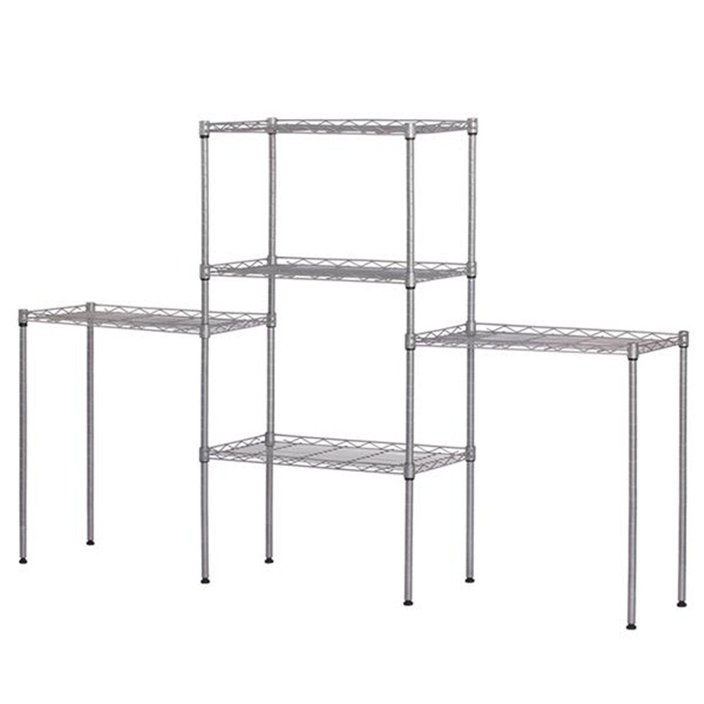 US Metal Storage  Shelf Standing Rack Organization For Kitchen Microwave Oven Rack Silver
