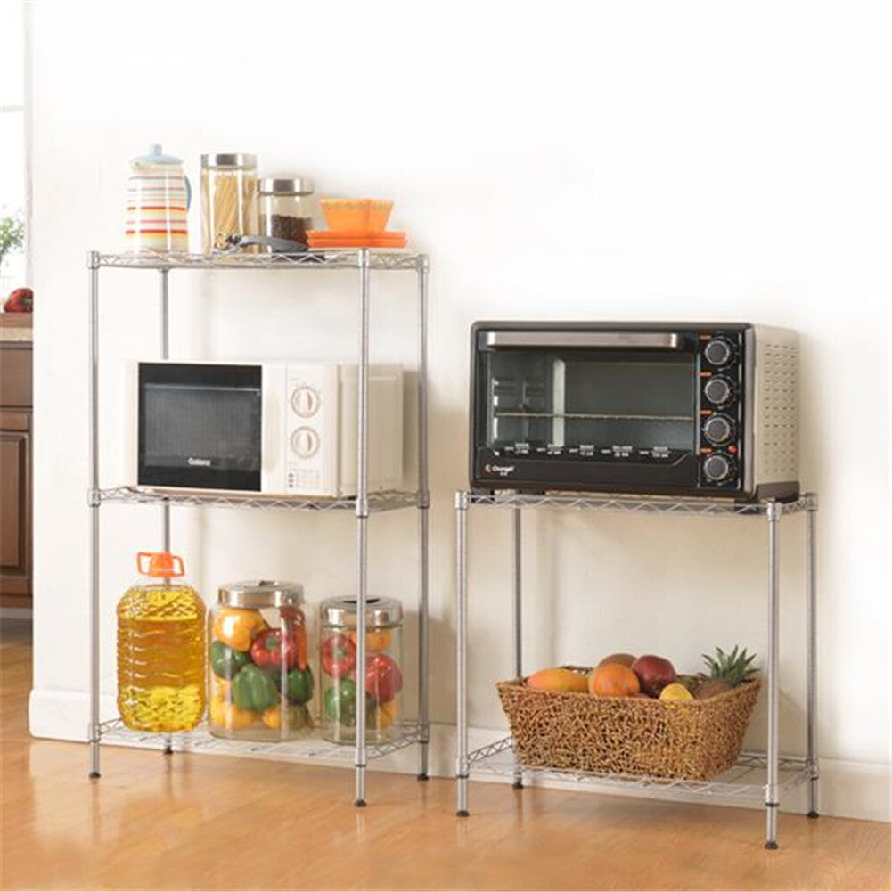 US Metal Storage  Shelf Standing Rack Organization For Kitchen Microwave Oven Rack Silver