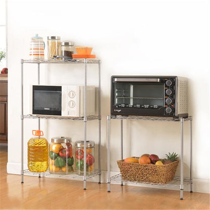 US Metal Storage  Shelf Standing Rack Organization For Kitchen Microwave Oven Rack Silver