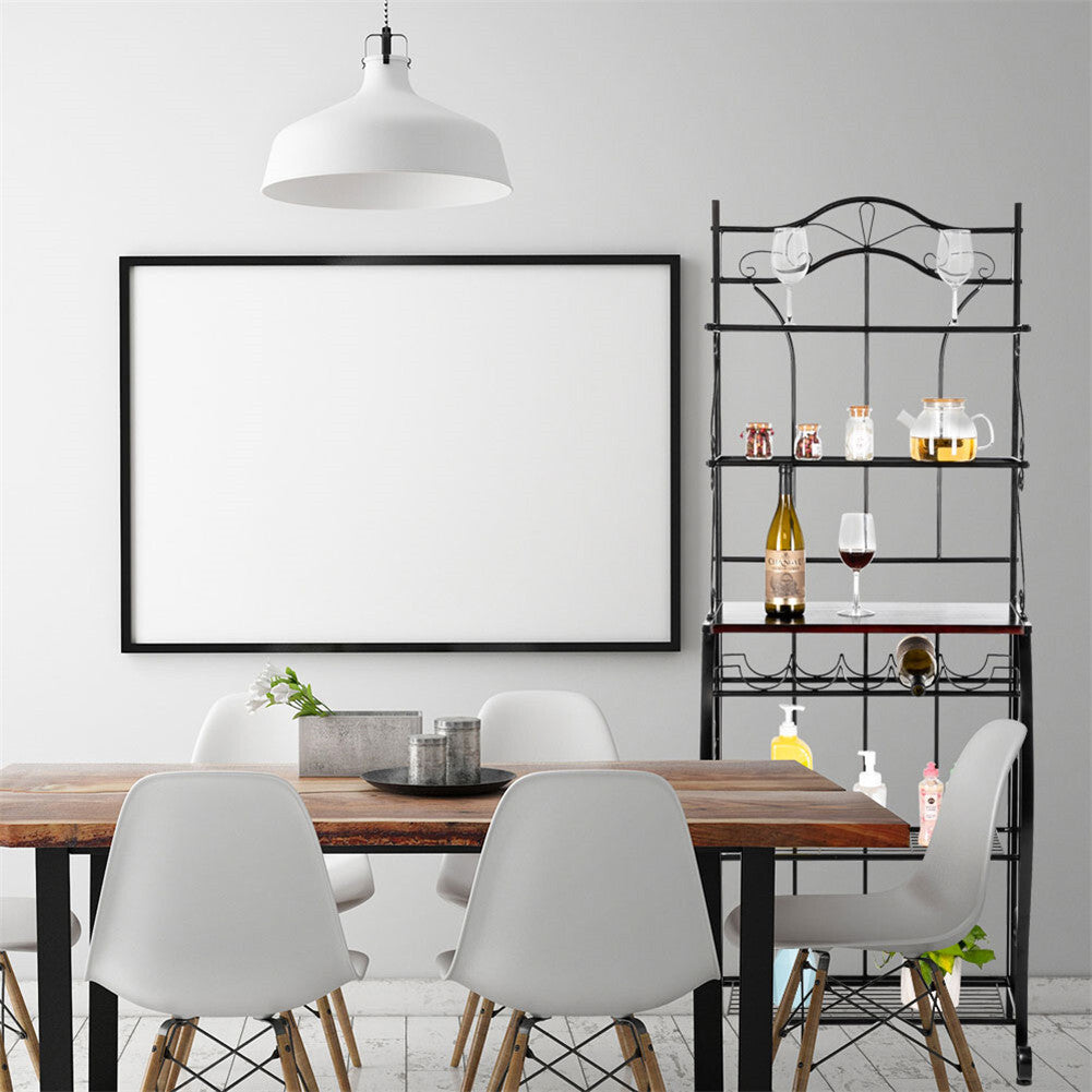 US 5-tier Metal Kitchen  Rack Storage Holder Organizer (HT-CJ011 With Accessories) black