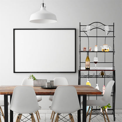US 5-tier Metal Kitchen  Rack Storage Holder Organizer (HT-CJ011 With Accessories) black