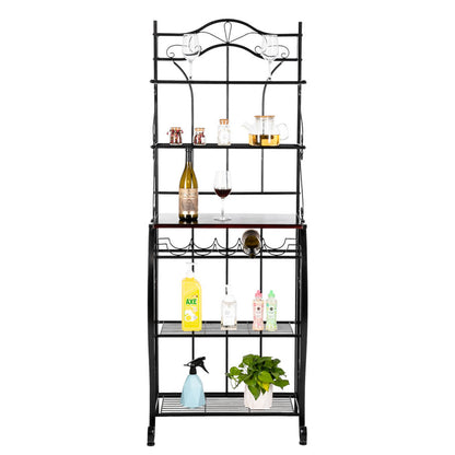 US 5-tier Metal Kitchen  Rack Storage Holder Organizer (HT-CJ011 With Accessories) black