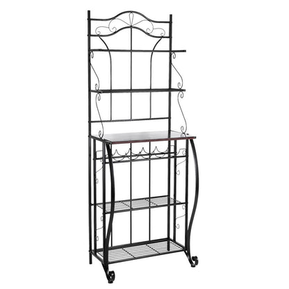 US 5-tier Metal Kitchen  Rack Storage Holder Organizer (HT-CJ011 With Accessories) black