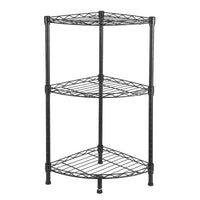 US 350 X 350 X H800 3 Tier Corner  Shelf Rustic Display Storage Shelves For Bedroom Living Room Office Kitchen  black