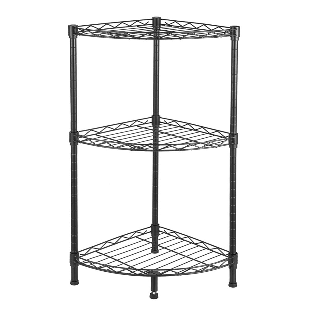US 350 X 350 X H800 3 Tier Corner  Shelf Rustic Display Storage Shelves For Bedroom Living Room Office Kitchen  black