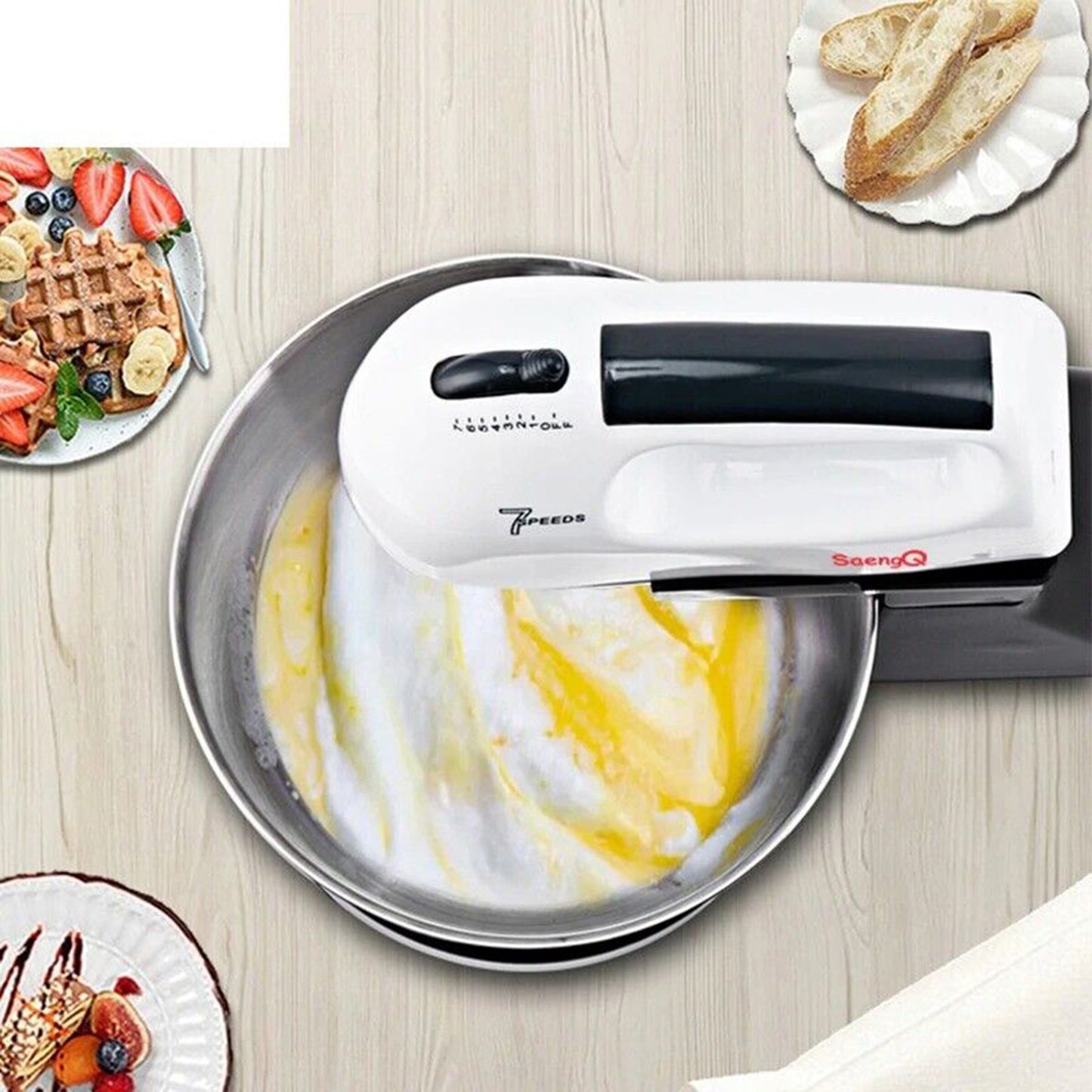 7-speed Automatic Mixer Hand-held Electric Food Mixers Egg Beater UK Plug Black