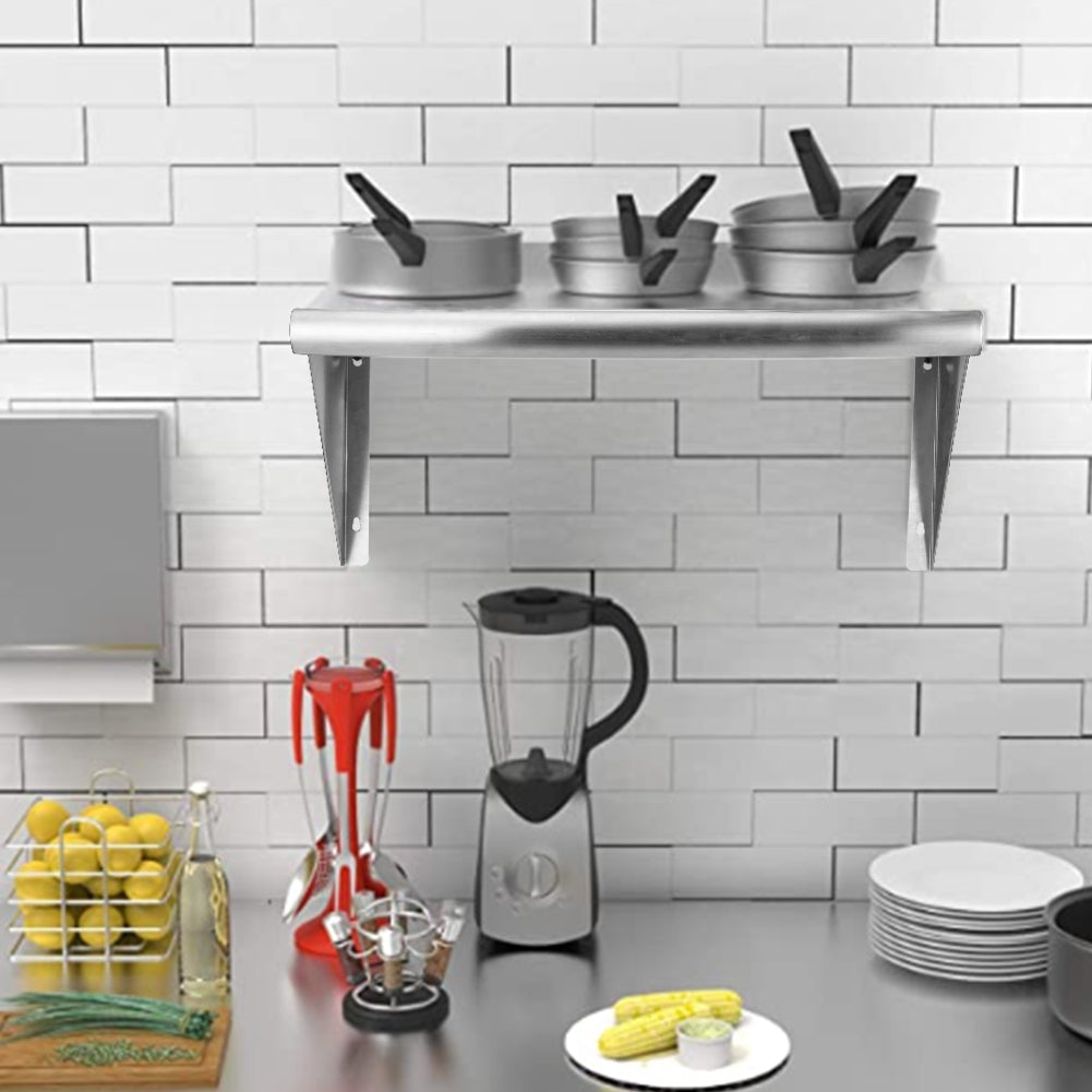 US Stainless Steel Wall Shelf 110 Lbs Load Heavy Duty Wall Mount Shelving For Kitchen Restaurant Laundry Room Bar 60 x 45cm