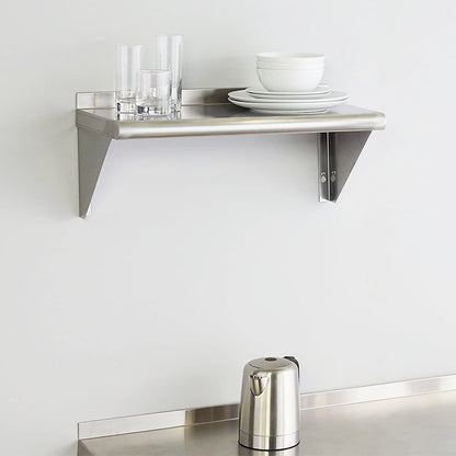 US Stainless Steel Wall Shelf 110 Lbs Load Heavy Duty Wall Mount Shelving For Kitchen Restaurant Laundry Room Bar 60 x 30cm