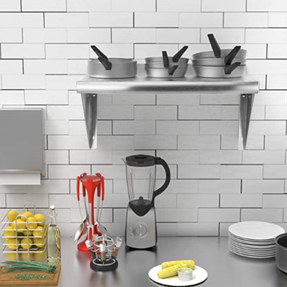 US Stainless Steel Wall Shelf 110 Lbs Load Heavy Duty Wall Mount Shelving For Kitchen Restaurant Laundry Room Bar 60 x 30cm