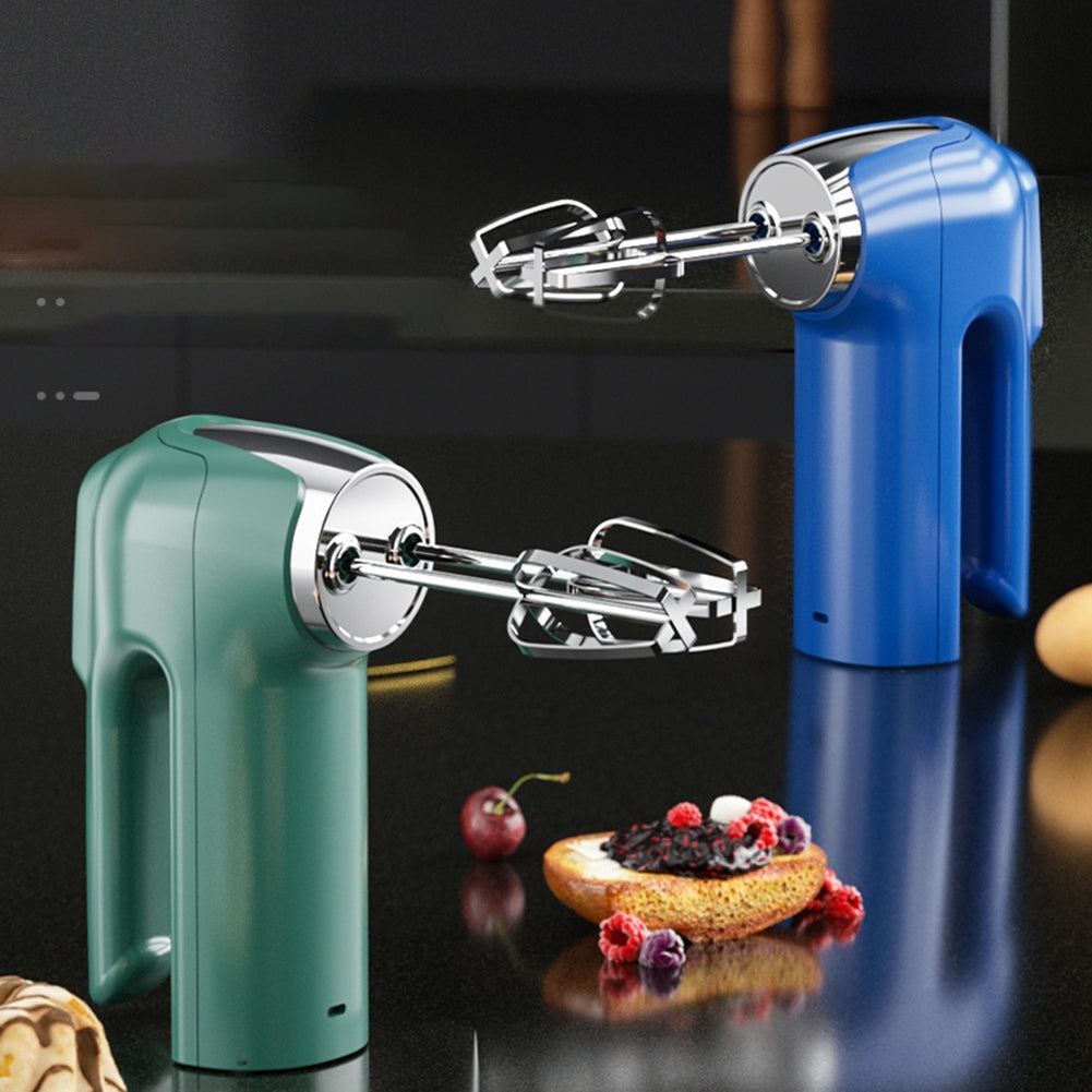 Double-head Egg Beater Usb Charging 3-speed Adjustable Kitchen Baking Mixer Food Blender Blue