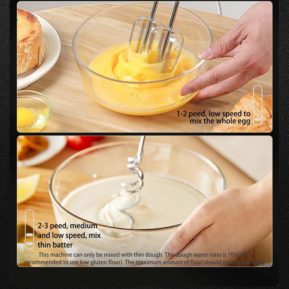 Double-head Egg Beater Usb Charging 3-speed Adjustable Kitchen Baking Mixer Food Blender Blue