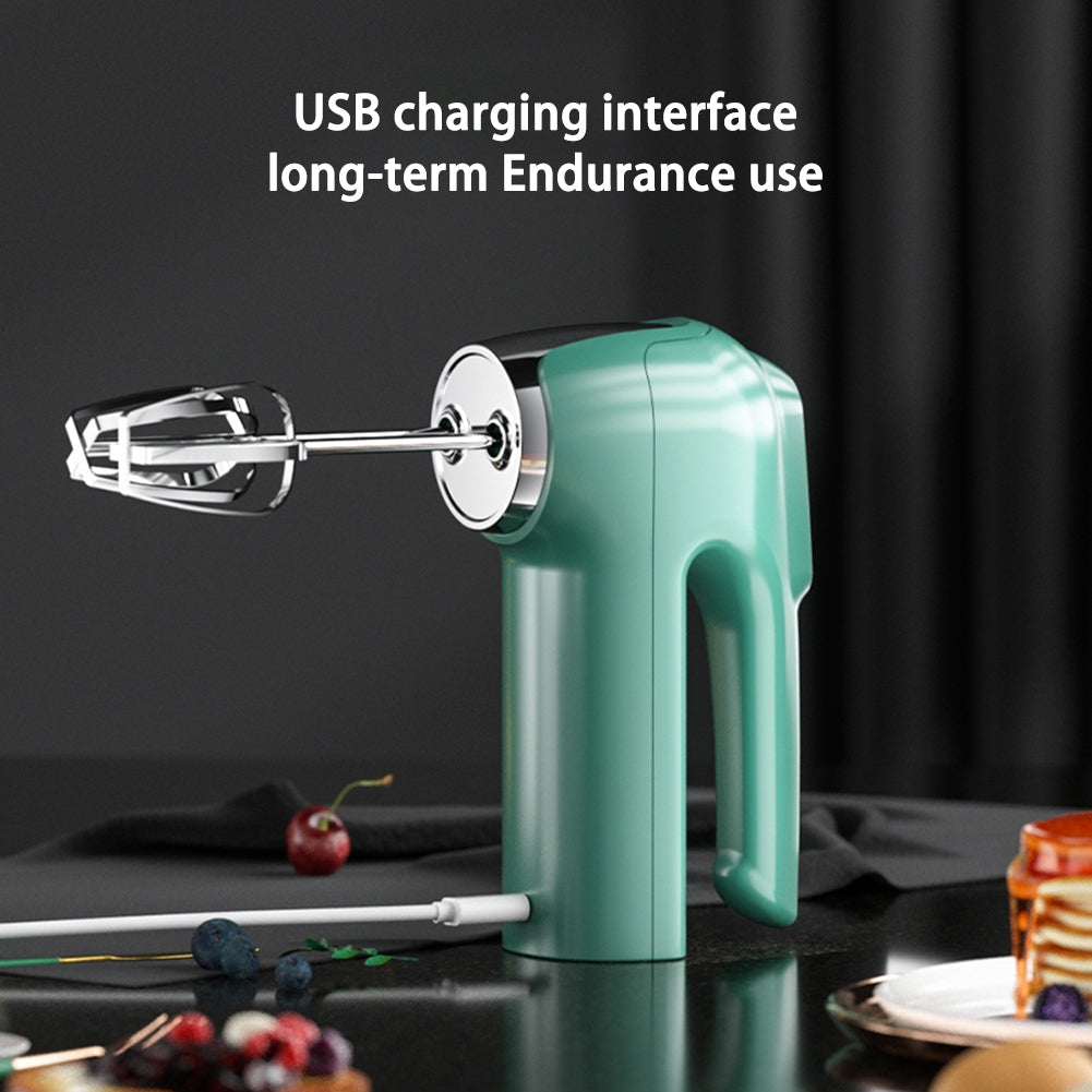 Double-head Egg Beater Usb Charging 3-speed Adjustable Kitchen Baking Mixer Food Blender Blue