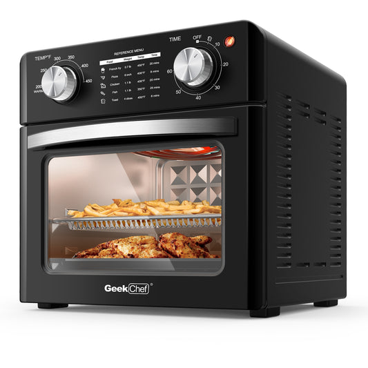 US GEEK CHEF Air Fryer 10QT - Oil-free Stainless Steel Countertop Toaster Oven - Healthy, Powerful, and Easy Cooking - 1400w Black