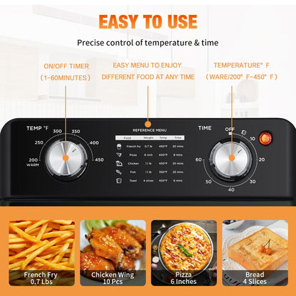 US GEEK CHEF Air Fryer 10QT - Oil-free Stainless Steel Countertop Toaster Oven - Healthy, Powerful, and Easy Cooking - 1400w Black