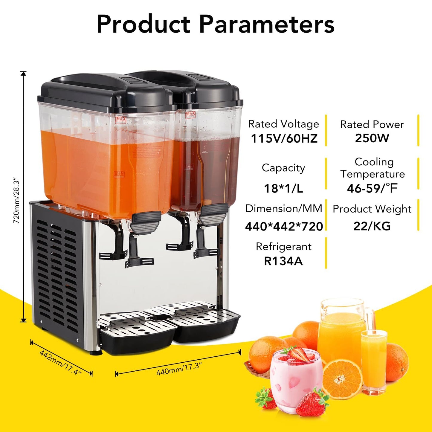 US GARVEE 36L Commercial Beverage Dispenser Food Grade Material Stainless Steel Slushy Machine
