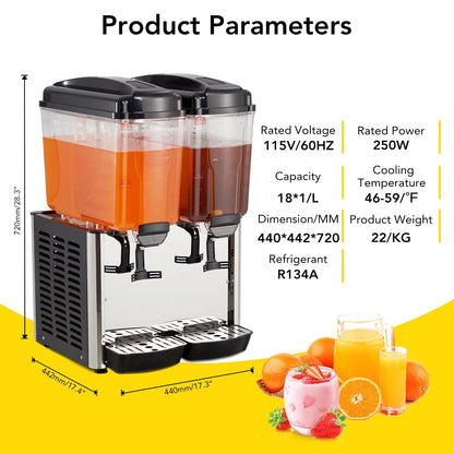 US GARVEE 36L Commercial Beverage Dispenser Food Grade Material Stainless Steel Slushy Machine