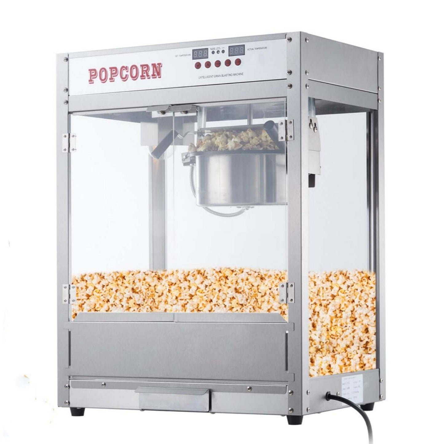 US GARVEE 8 OZ Popcorn Machine Temperature Control Digital Display Popcorn Maker Machine Silver
