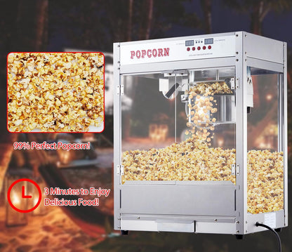 US GARVEE 8 OZ Popcorn Machine Temperature Control Digital Display Popcorn Maker Machine Silver