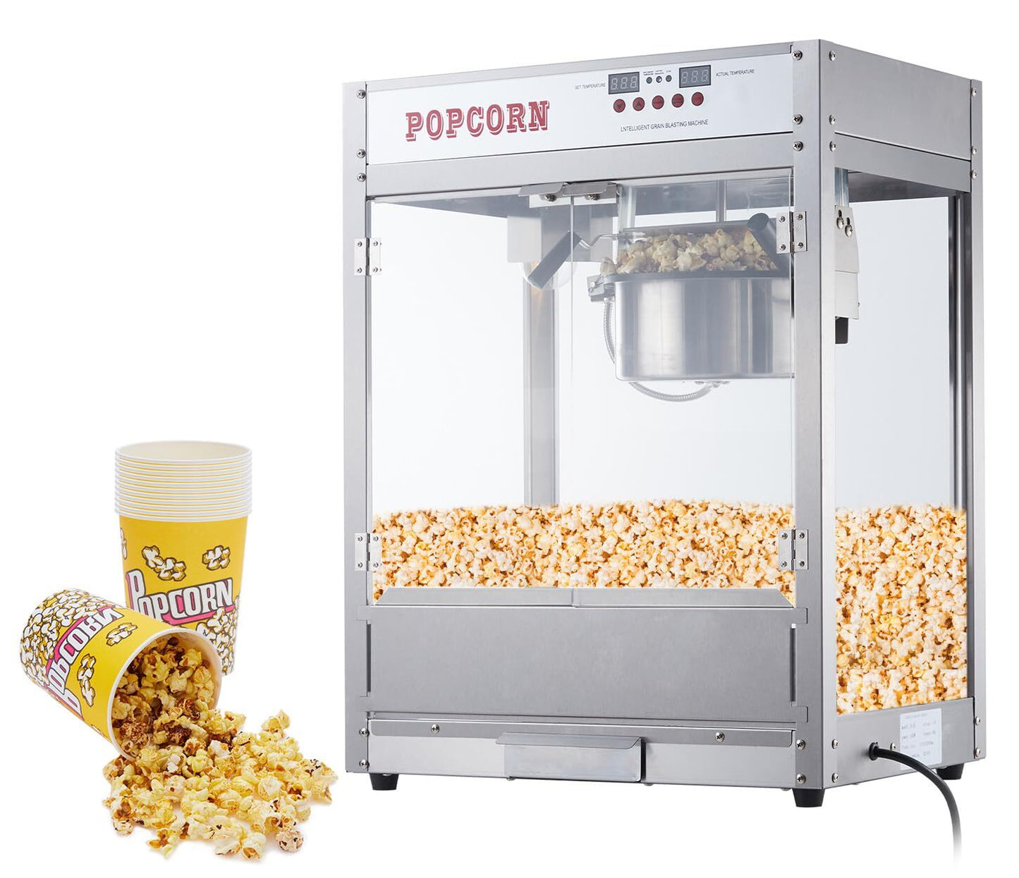 US GARVEE 8 OZ Popcorn Machine Temperature Control Digital Display Popcorn Maker Machine Silver
