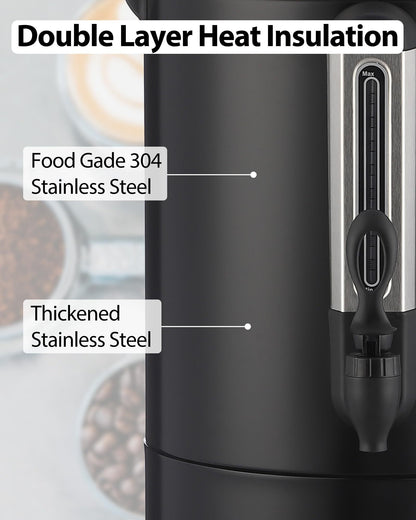 US GARVEE Commercial Coffee Urn Food Grade 304 Stainless Steel Hot Water Urn Hot Drink Dispenser Black