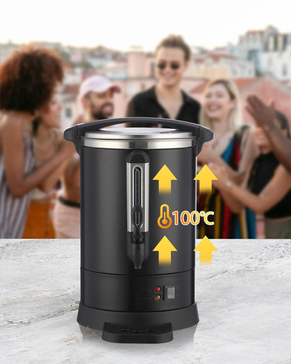 US GARVEE Commercial Coffee Urn Food Grade 304 Stainless Steel Hot Water Urn Hot Drink Dispenser Black