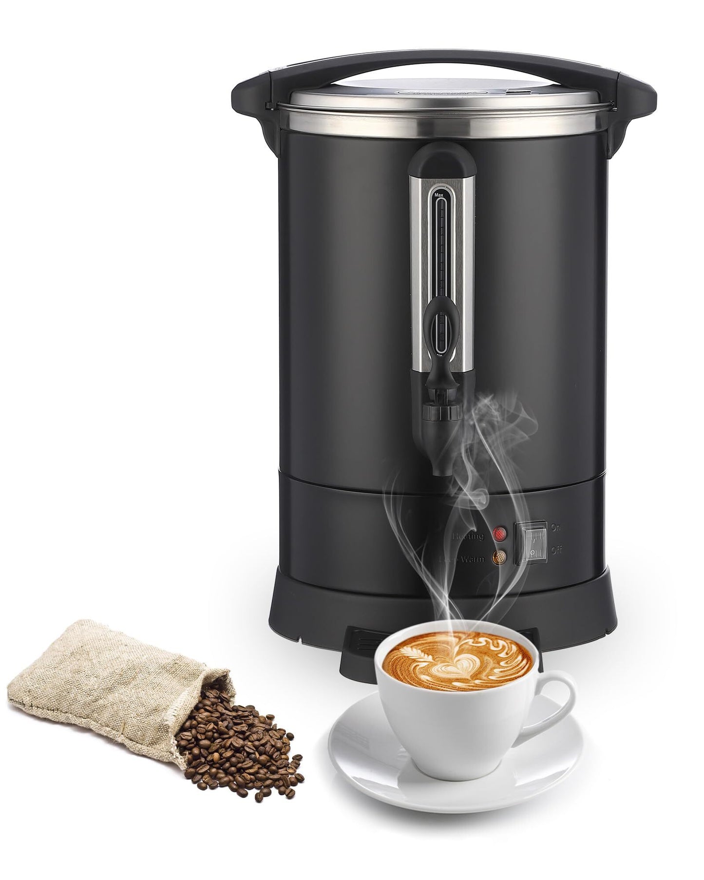 US GARVEE Commercial Coffee Urn Food Grade 304 Stainless Steel Hot Water Urn Hot Drink Dispenser Black