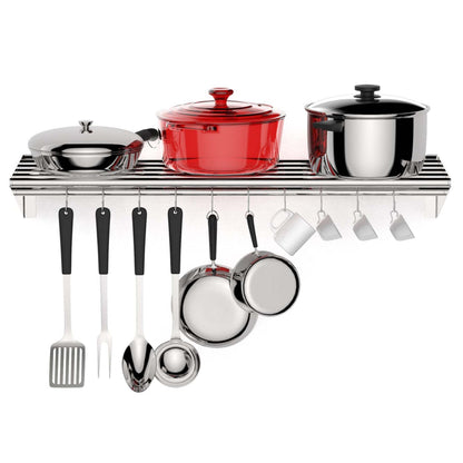 US GARVEE Stainless Steel Wall Mount Shelf with Hooks Commercial Storage Shelves