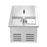 Single Grilling Side Burner, 17,000BTU Liquid Propane Side Burner for Outdoor Kitchen, Convertible to Natural Gas, 304 Stainless Steel Built-in Single Grill Burners with LED for BBQ Grill Island