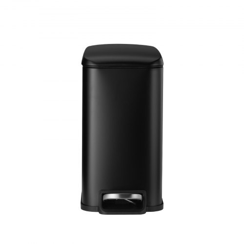 Slim Bathroom Trash Can, 11.4 x 5.71 x 10.7 Inch Small Bedroom Trashcan with Step Pedal & Soft Close Lid, 6L Steel Garbage Can with Detachable Inner Bin, for Kitchen, Home, Dorm, Office, Black
