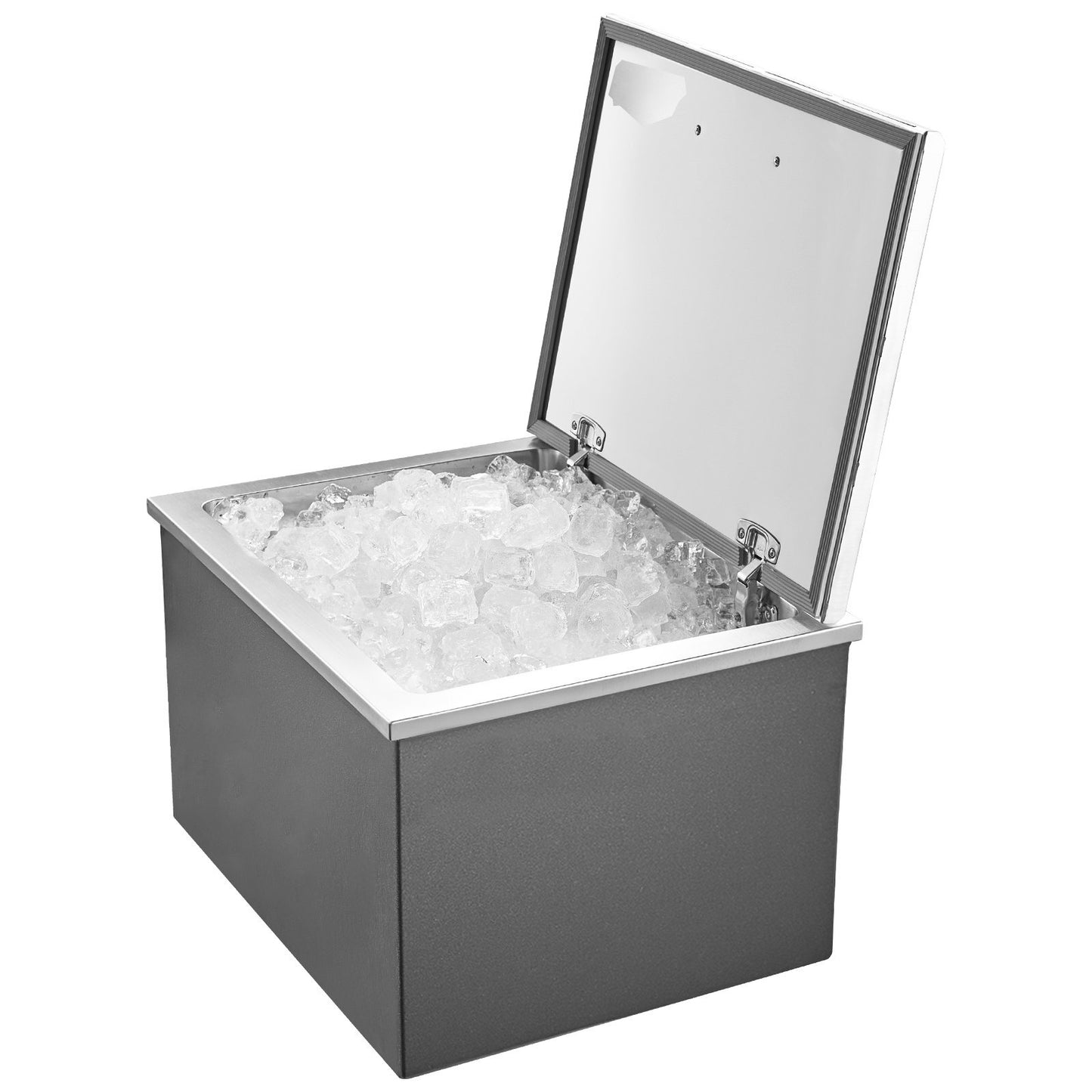Drop in Ice Chest, 28"L x 20"W x 17"H Stainless Steel Drop in Cooler, 113.7 Quart Commercial Ice Bin with Flip Lid for Outdoor Kitchen Patio Bar, Drain-pipe Set Included, for Cold Wine Beer