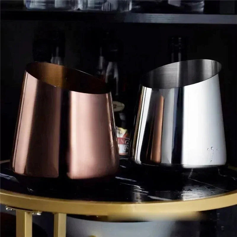 Color: Black - Stainless Steel Ice Bucket Champagne Wine Beer Cooler Chilling Bucket Ice Cube Barrel Container Bar Bartender Tools