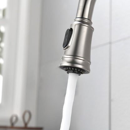 Single Handle High Arc Pull Out Kitchen Faucet,Single Level Stainless Steel Kitchen Sink Faucets with Pull Down Sprayer