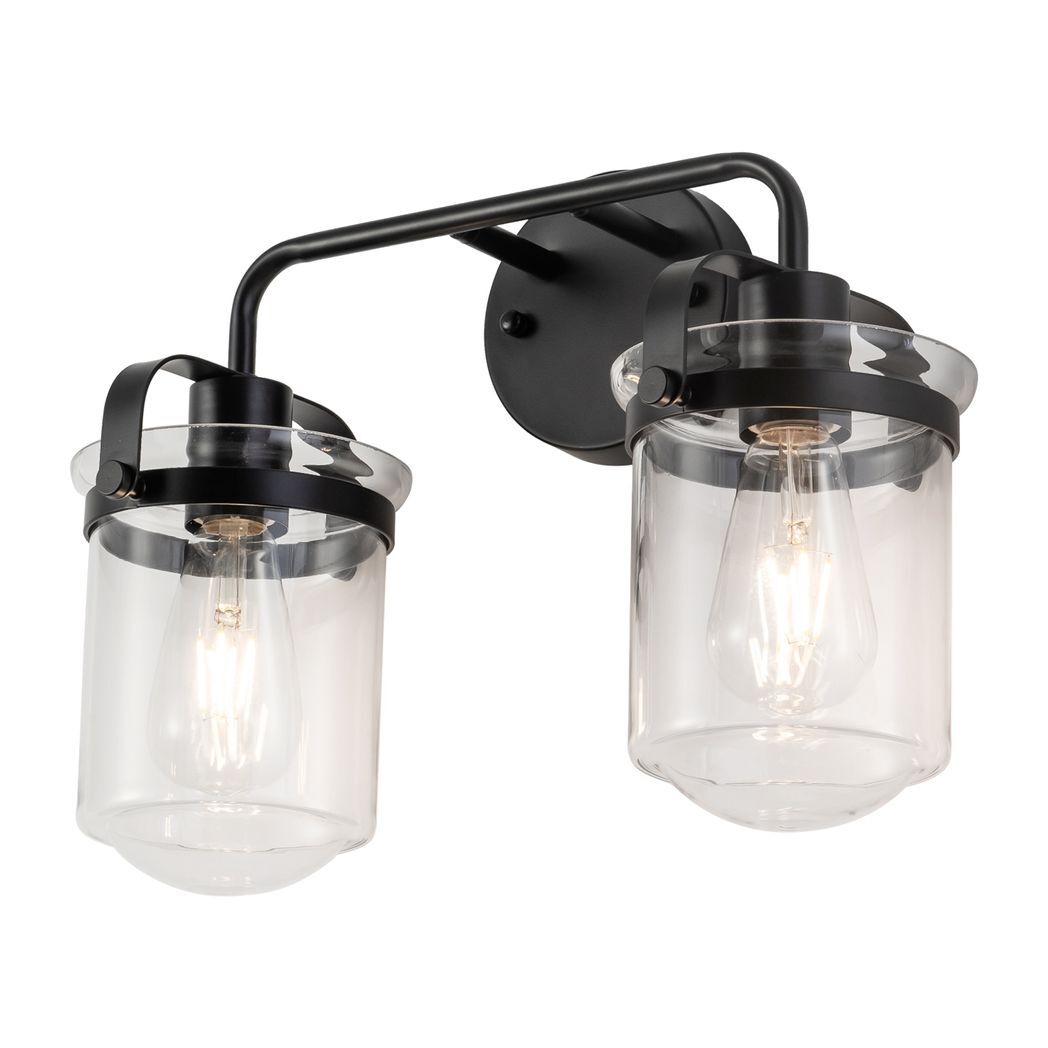Wall Sconces Set of 2 with Clear Glass Shade,Modern Wall Sconce, Industrial Indoor Wall Light Fixture for Bathroom Living Room Bedroom Over Kitchen Sink,E26 Socket, Bulbs Not Included