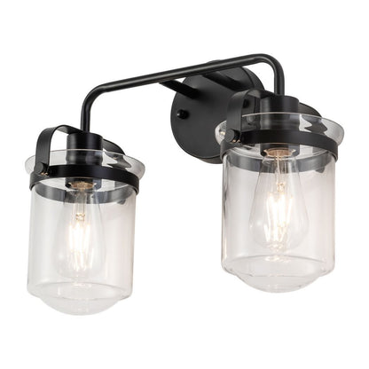 Wall Sconces Set of 2 with Clear Glass Shade,Modern Wall Sconce, Industrial Indoor Wall Light Fixture for Bathroom Living Room Bedroom Over Kitchen Sink,E26 Socket, Bulbs Not Included