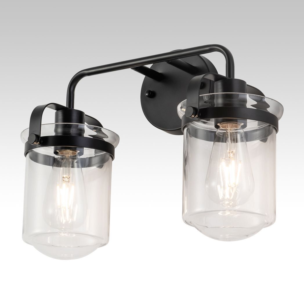 Wall Sconces Set of 2 with Clear Glass Shade,Modern Wall Sconce, Industrial Indoor Wall Light Fixture for Bathroom Living Room Bedroom Over Kitchen Sink,E26 Socket, Bulbs Not Included