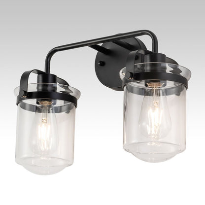 Wall Sconces Set of 2 with Clear Glass Shade,Modern Wall Sconce, Industrial Indoor Wall Light Fixture for Bathroom Living Room Bedroom Over Kitchen Sink,E26 Socket, Bulbs Not Included