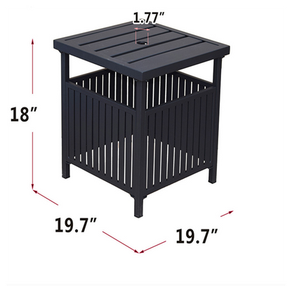 Patio Steel Bistro Dining Table with Umbrella Hole, Outdoor Leisure Coffee Table, Square Umbrella Table for Porch,Backyard,Garden, Black