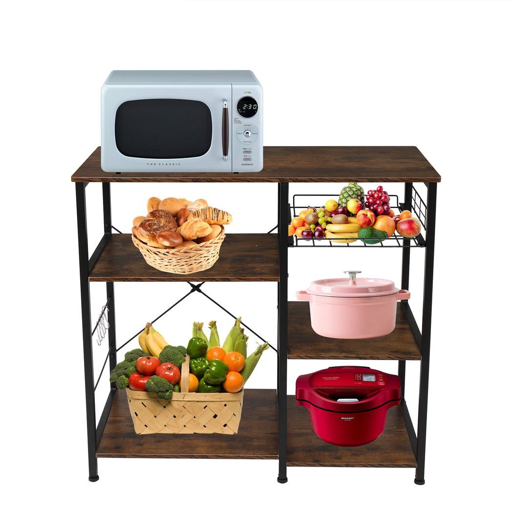 Vintage 3-Tier Industrial Kitchen Cart - Stylish Microwave Stand & Storage Solutions