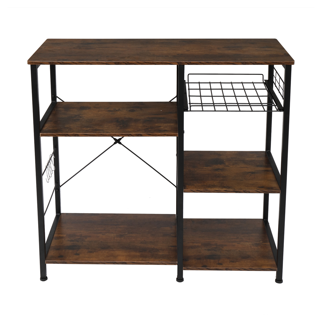 Vintage 3-Tier Industrial Kitchen Cart - Stylish Microwave Stand & Storage Solutions