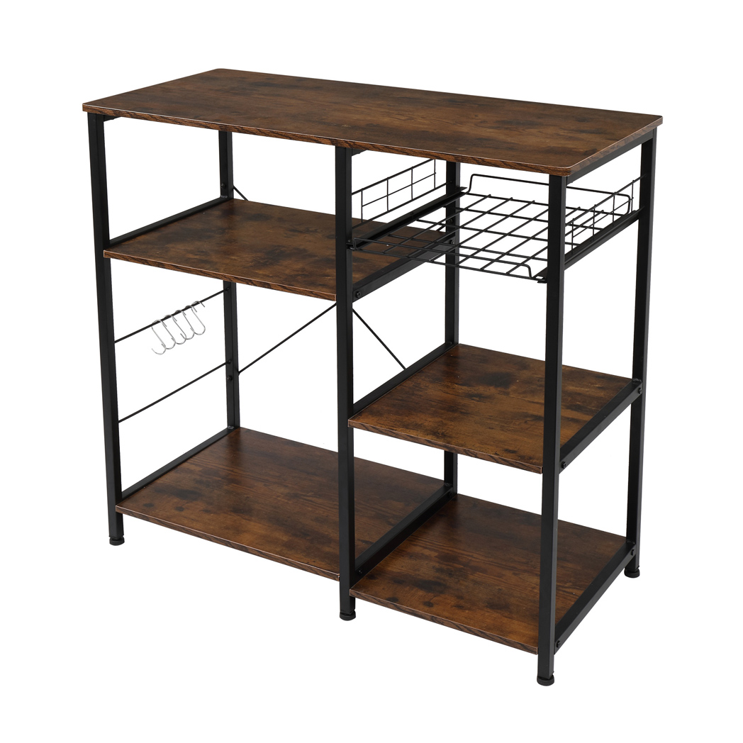 Vintage 3-Tier Industrial Kitchen Cart - Stylish Microwave Stand & Storage Solutions