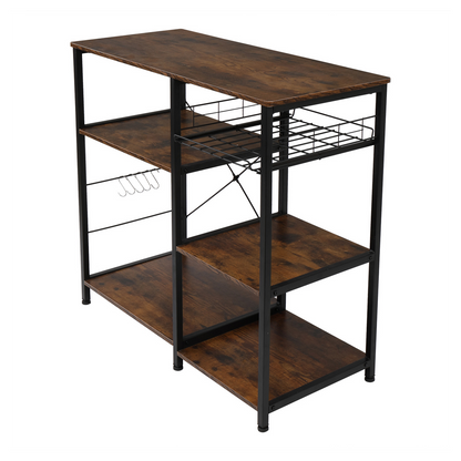 Vintage 3-Tier Industrial Kitchen Cart - Stylish Microwave Stand & Storage Solutions