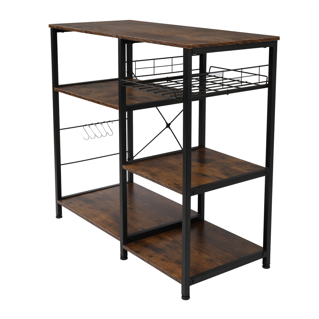 Vintage 3-Tier Industrial Kitchen Cart - Stylish Microwave Stand & Storage Solutions