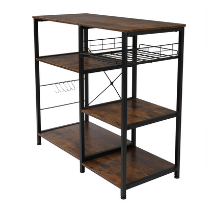 Vintage 3-Tier Industrial Kitchen Cart - Stylish Microwave Stand & Storage Solutions