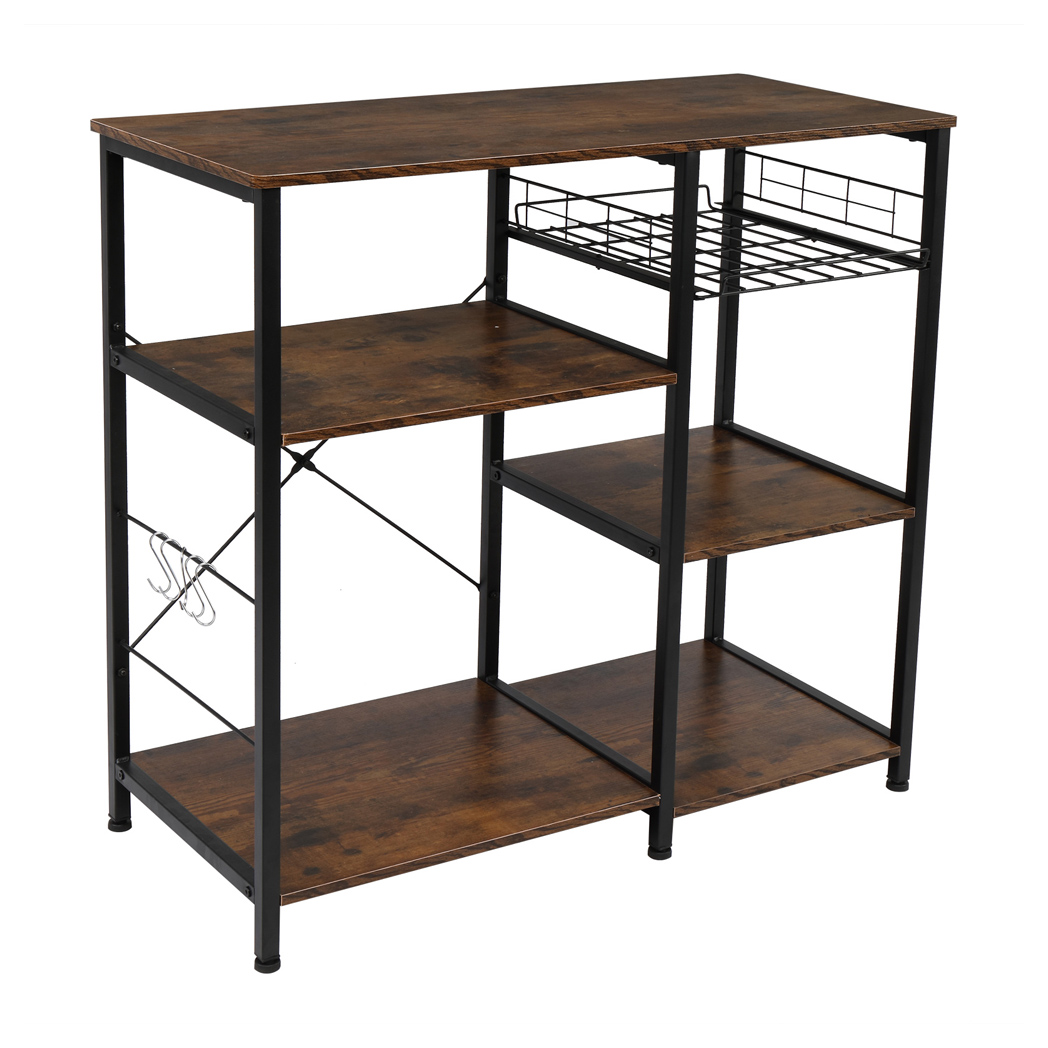 Vintage 3-Tier Industrial Kitchen Cart - Stylish Microwave Stand & Storage Solutions