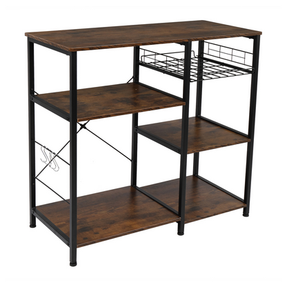 Vintage 3-Tier Industrial Kitchen Cart - Stylish Microwave Stand & Storage Solutions