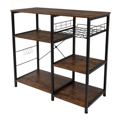 Vintage 3-Tier Industrial Kitchen Cart - Stylish Microwave Stand & Storage Solutions