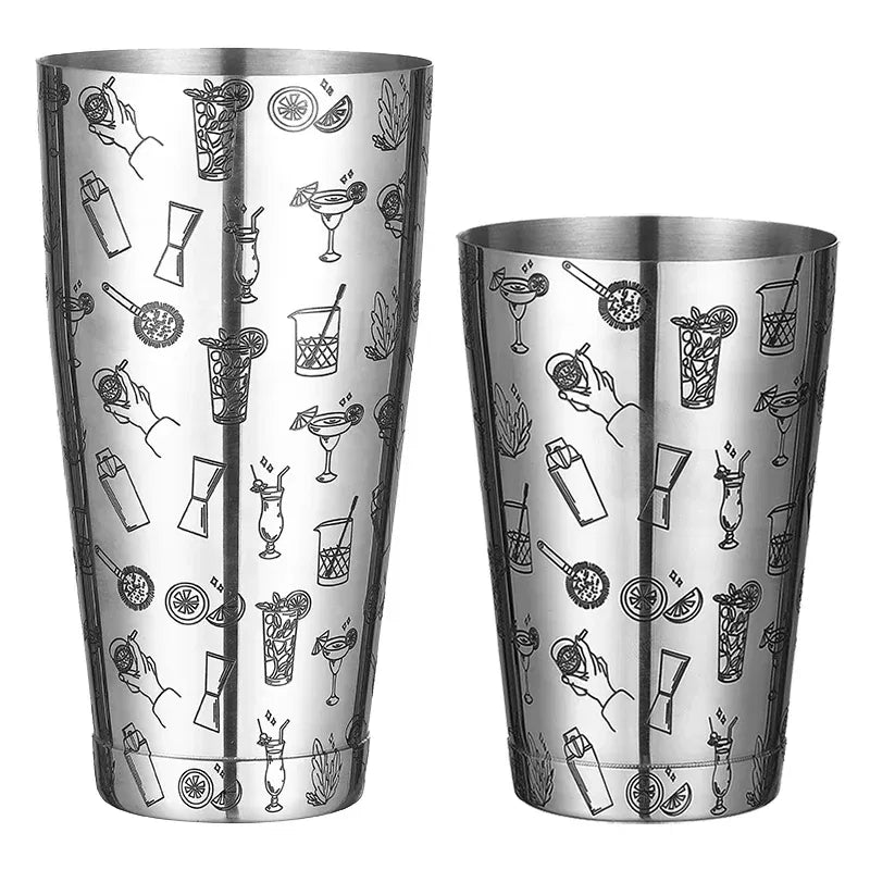 Color: Clear - Stainless Steel Boston Shaker Bar Shaker with different Surface Finish -2 Piece Cocktail Shaker, 15-Ounce and 25-Ounce