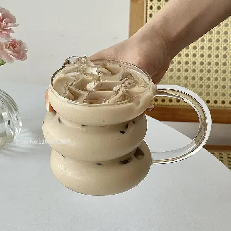 Color: Orange, Capacity: 301-400ml - Transparent Heat Resistant Glass Coffee Mug Glass  Latte Cup Breakfast Mug Milk Water Cocktail Glass Cup Beer Drinking Glasses