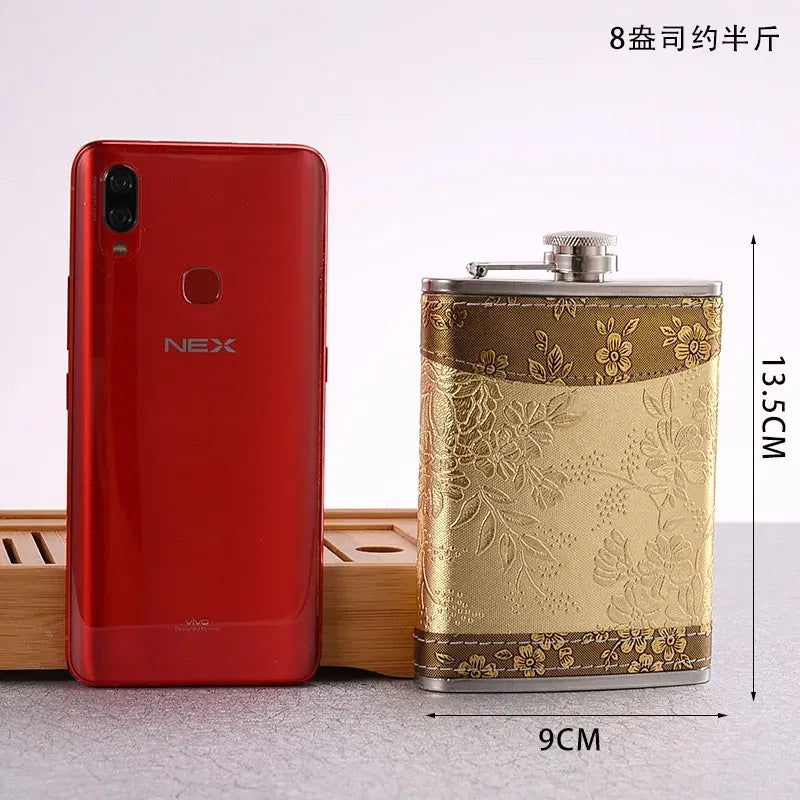 Color: green - 7oz/8oz Portable Pocket Hip Flask Outdoor Travel Stainless Steel Flask Whiskey Drink Alcohol Flasks 8oz Steel Hip Flask Flagon