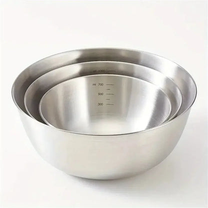 Color: GRAY - 1-3 Stainless Steel Bowl Set with Scale for Cooking Baking Food Storage Large Capacity Mixing Bowls for Home Kitchen Essentials